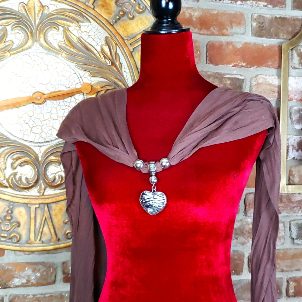 Lightweight scarf w/ silver heart embellishment
